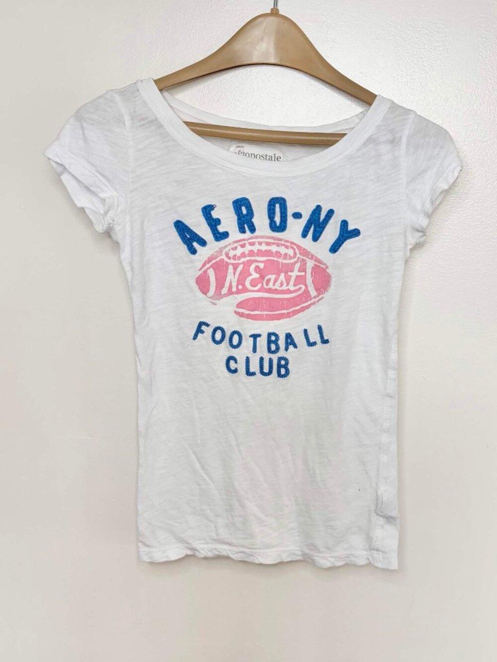 Vintage Aeropostale Y2K Football Graphic Crop Top XS Baby Tee Sporty Aesthetic